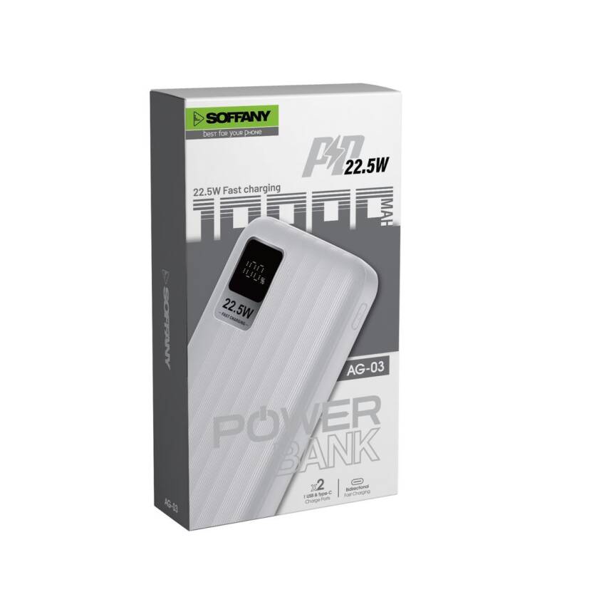 10.000 mAh Powerbank / 2 Type-C + 1 USB Çıkışlı Beyaz - 2