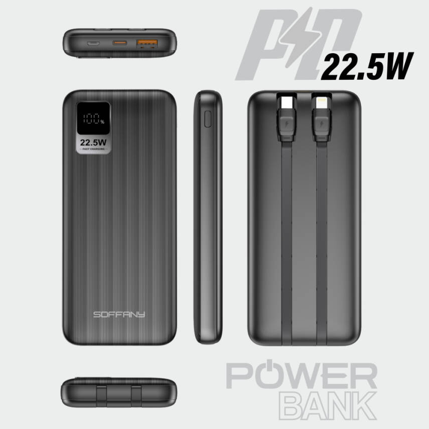 AG03-002 10.000 mAh P.Bank 22.5W / 2 Type-C + 1 USB Çıkışlı Siyah - 3