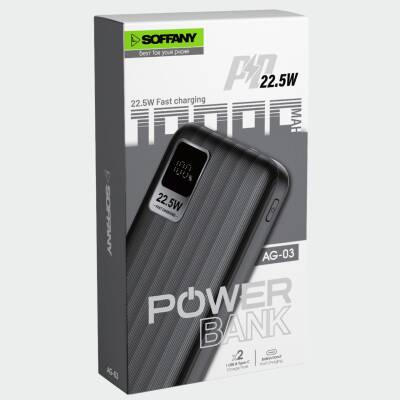 AG03-002 10.000 mAh P.Bank 22.5W / 2 Type-C + 1 USB Çıkışlı Siyah - 4