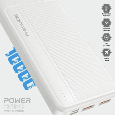 AG01-001 10.000 mAh P.Bank / 2 Type-C + 1 USB Girişli Beyaz