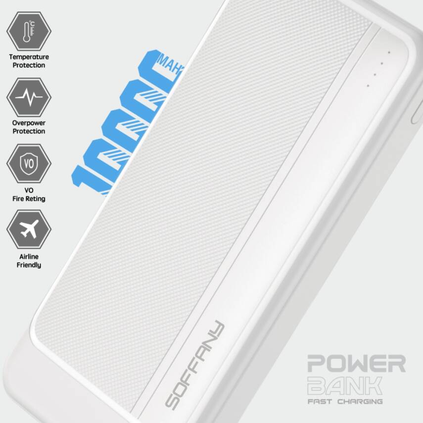 AG01-001 10.000 mAh P.Bank / 2 Type-C + 1 USB Girişli Beyaz - 2