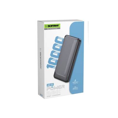 10.000 mAh Powerbank / 2 Type-C + 1 USB Girişli Siyah - 1