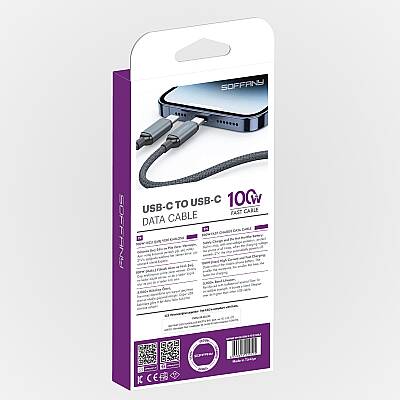 100W Süper Hızlı Şarj Kablosu 6A TYPE-C to TYPE-C Örgülü Dayanıklı Kablo - 7