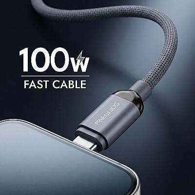 100W Süper Hızlı Şarj Kablosu 6A TYPE-C to TYPE-C Örgülü Dayanıklı Kablo - 2