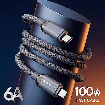100W Süper Hızlı Şarj Kablosu 6A TYPE-C to TYPE-C Örgülü Dayanıklı Kablo - 3