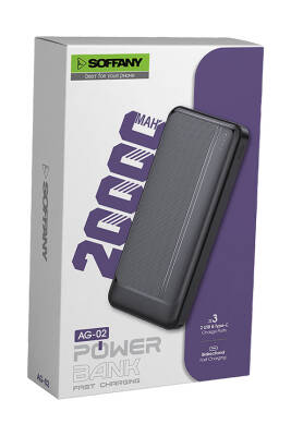 20.000 mAh P.Bank / 2 Type-C + 1 USB Çıkışlı Siyah - 3
