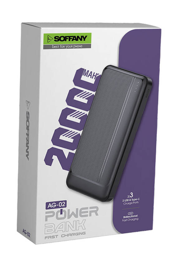 20.000 mAh P.Bank / 2 Type-C + 1 USB Çıkışlı Siyah - 3