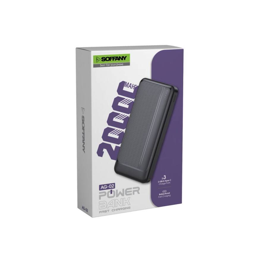 20.000 mAh Powerbank / 2 Type-C + 1 USB Çıkışlı Siyah - 2