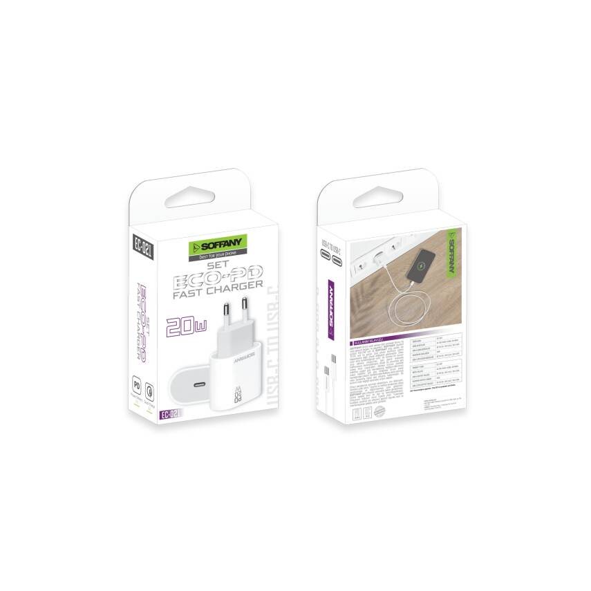 20W ECO-PD Hızlı Şarj Adaptörü USB-C to Type-C - 2