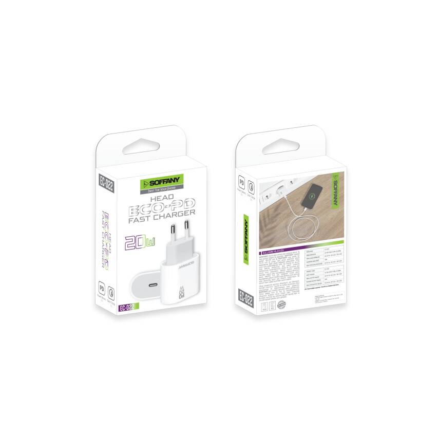 20W PD USB-C Hızlı Şarj Adaptörü ECO-PD Şarj Cihazı - 2