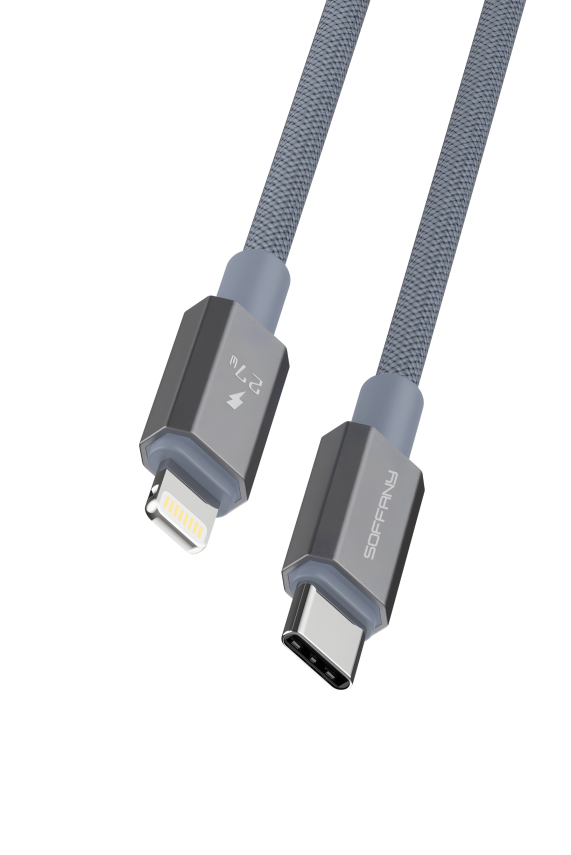 27W Type-C to Lightning Şarj & Data Kablosu Gri - 2