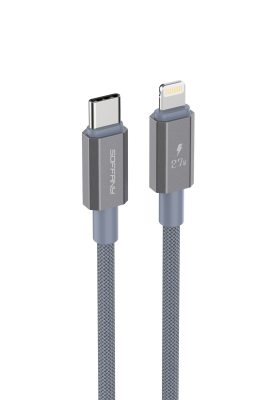 27W Type-C to Lightning Şarj & Data Kablosu Gri