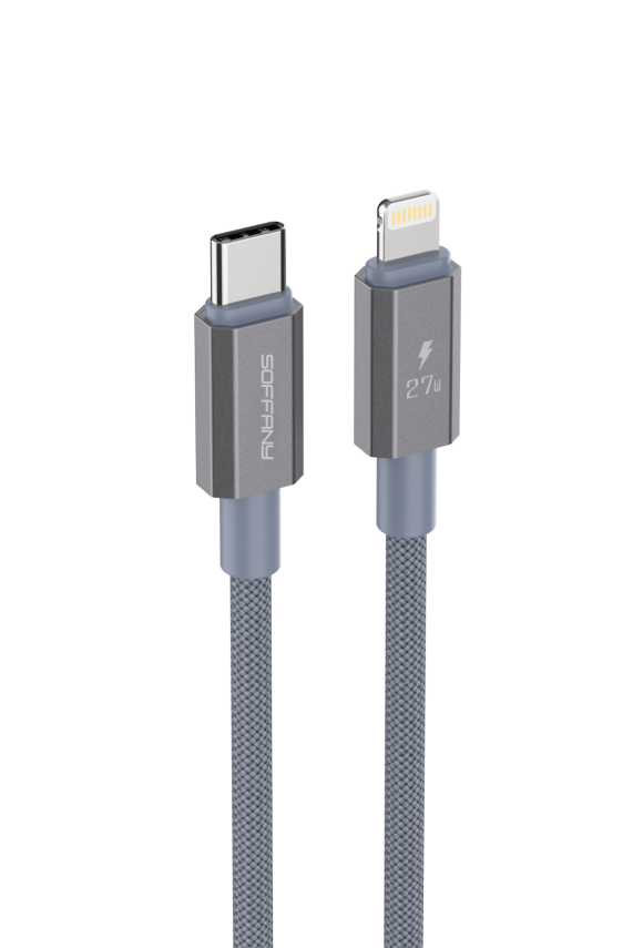 27W Type-C to Lightning Şarj & Data Kablosu Gri - 1