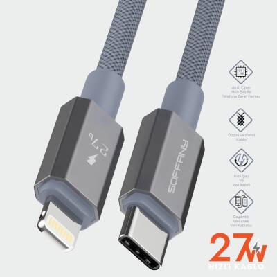 HM570-012 27W Type-C to Lightning Şarj & Data Kablosu Gri - 2