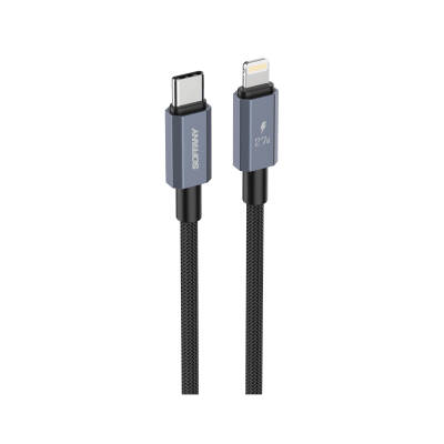 27W Örgülü Lightning to Type-C Şarj Kablosu Siyah - 1
