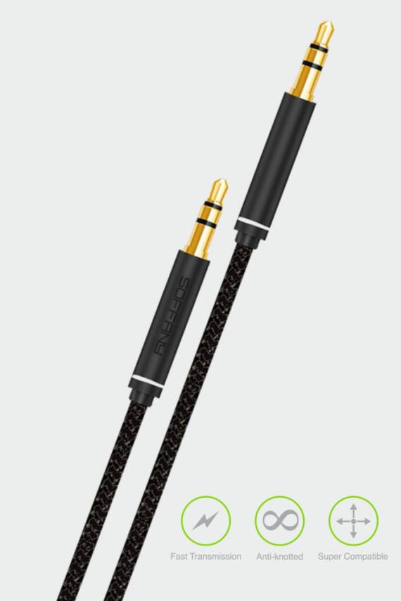 3.5 mm Jack Aux Kablo Siyah - 1