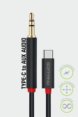 3.5 mm Jack AUX to Type-C Ses Kablosu Siyah - 3