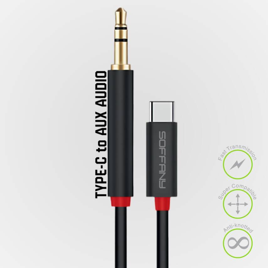 AC-295 3.5 mm Jack AUX to Type-C Ses Kablosu Siyah - 1