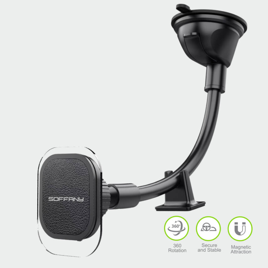 HY-870 360°  Cam Vantuzlu Araç İçi Telefon Tutucu - 1