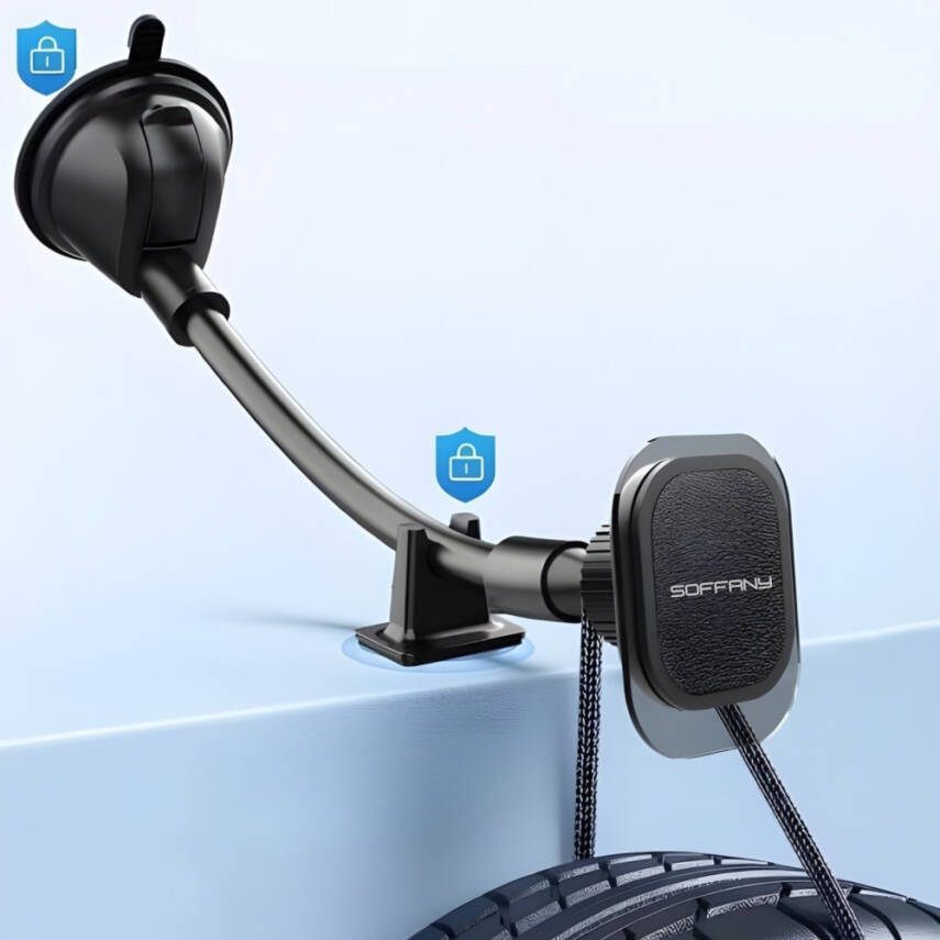 HY-870 360°  Cam Vantuzlu Araç İçi Telefon Tutucu - 2