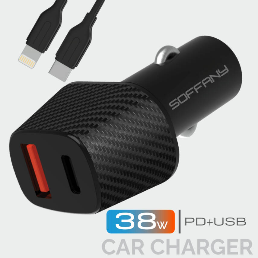 SY-682 38W USB-Lightning Araç Şarj & Data Kablosu - 1