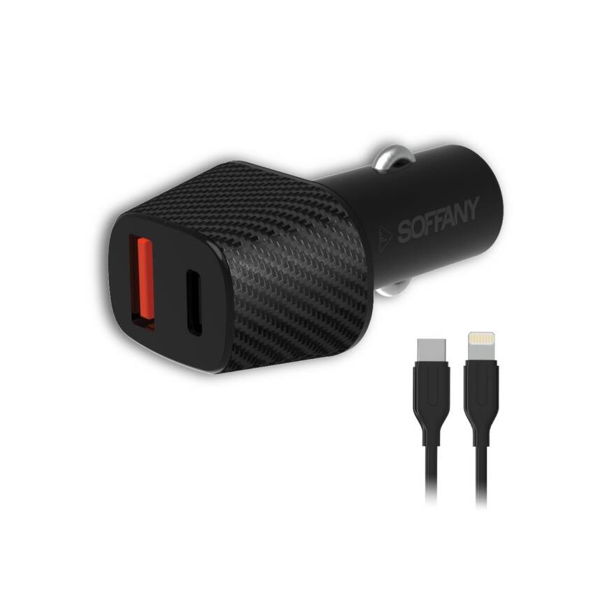 38W Araç Şarj Seti USB-C to Lightning + Kablo - 1