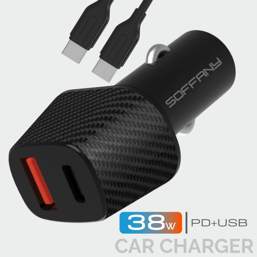 SY-681 38W USB-C to USB-C Araç Şarj & Data Kablosu - 1