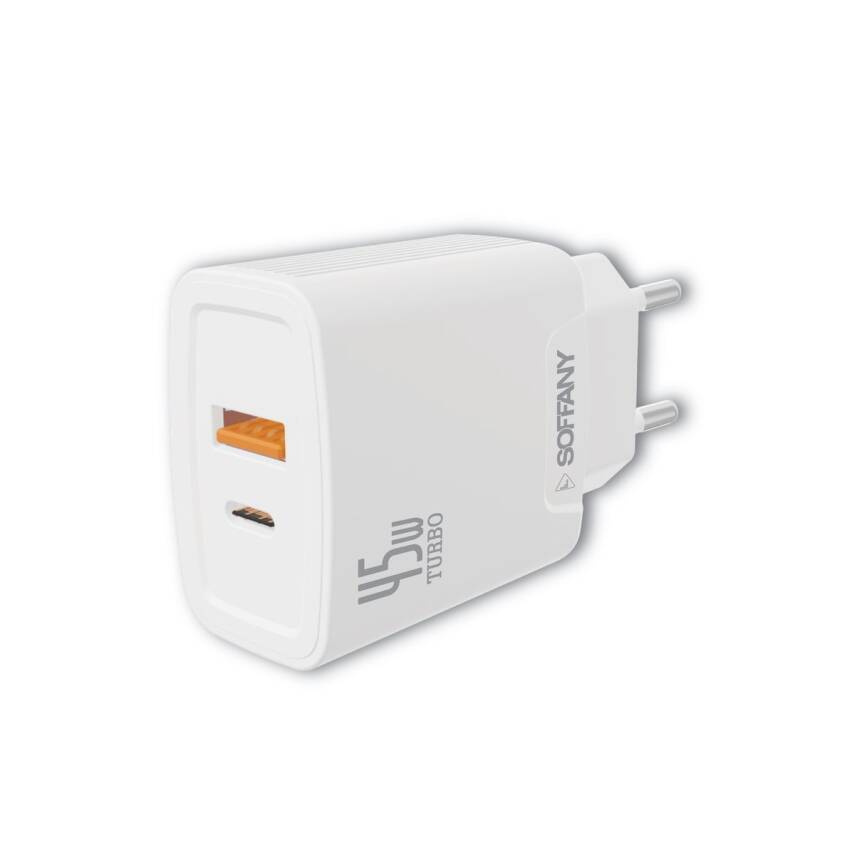 45W Type-C + USB Şarj Cihazı / Adaptör / İkili Şarj Başlığı - 1
