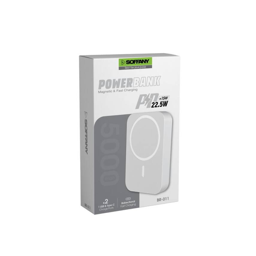 5.000 mAh Magsafe Kablosuz Powerbank / Manyetik Tasarım / Type-C + USB Giriş-Çıkış / Hızlı Şarj - 2