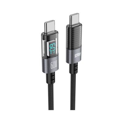 60 W Dijital Ekran Type-C to Type-C Şarj ve Data Kablosu - 1