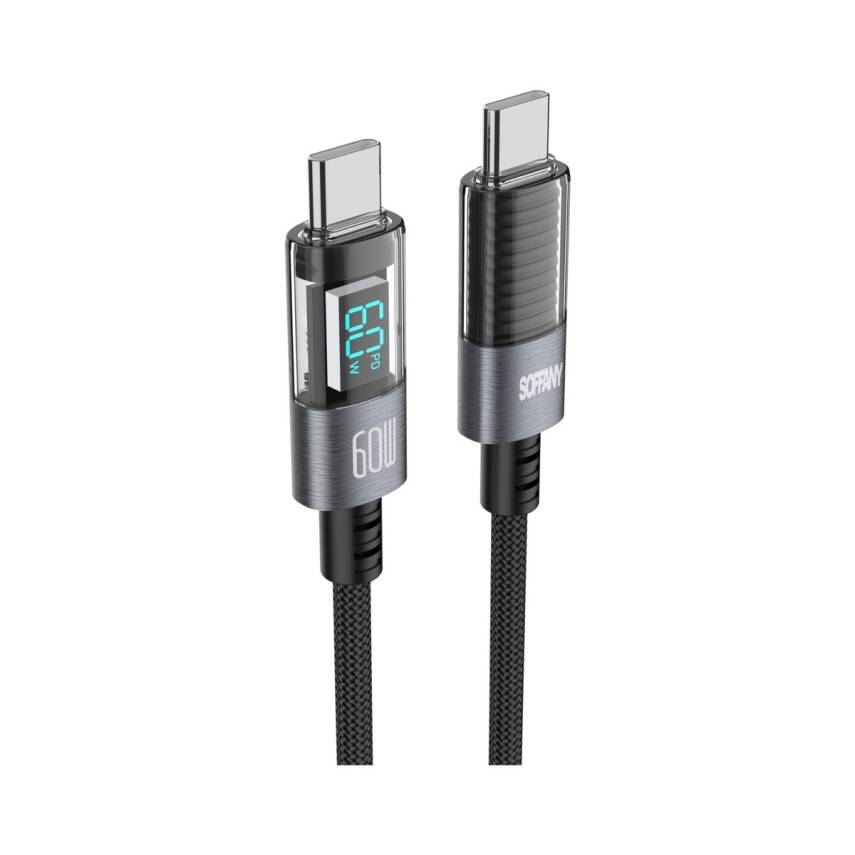 60 W Dijital Ekran Type-C to Type-C Şarj ve Data Kablosu - 1