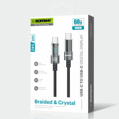 HM-540 60 W Dijital Ekran Type-C to Type-C Şarj & Data Kablosu - 3