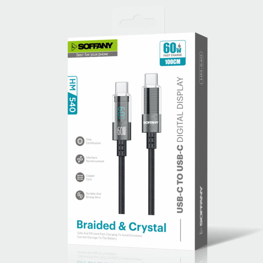 HM-540 60 W Dijital Ekran Type-C to Type-C Şarj & Data Kablosu - 3