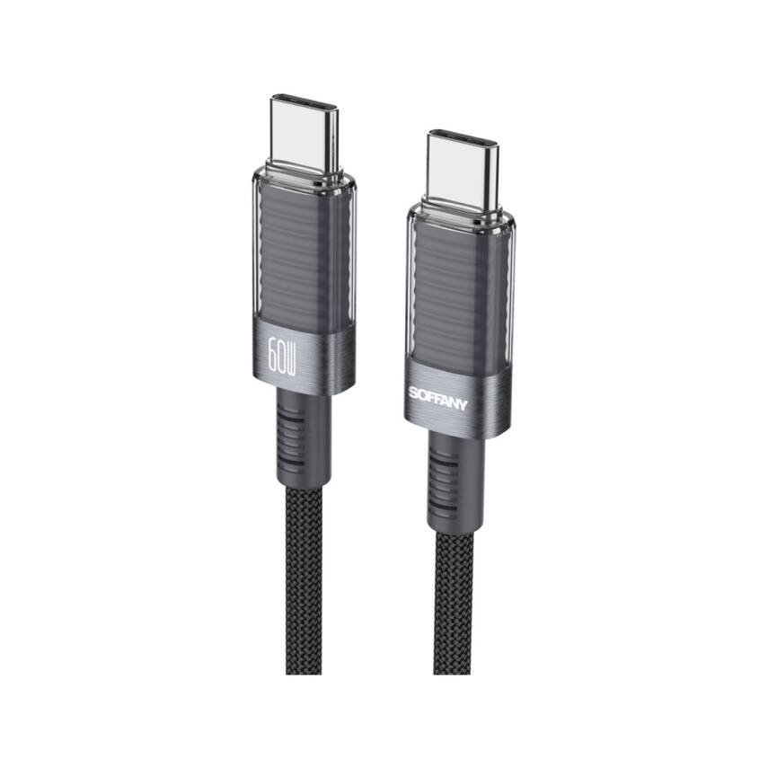 60 W Örgülü Type-C to Type-C Şarj ve Data Kablosu - 1