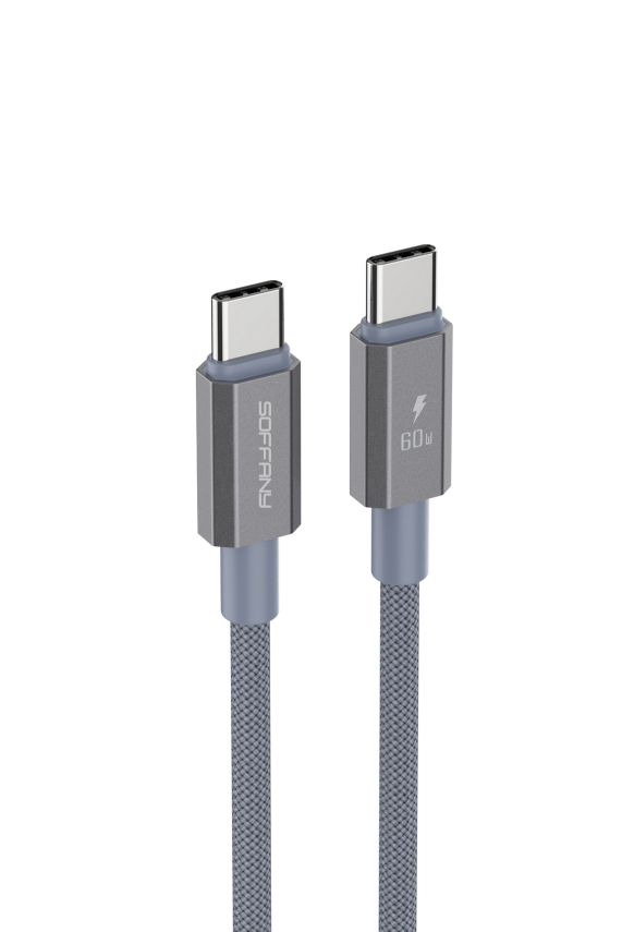 60W  Type-C to Type-C Şarj & Data Kablosu Gri - 1
