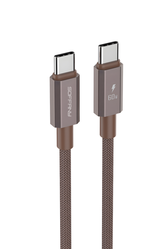 60W  Type-C to Type-C Şarj & Data Kablosu  Kahverengi - 1