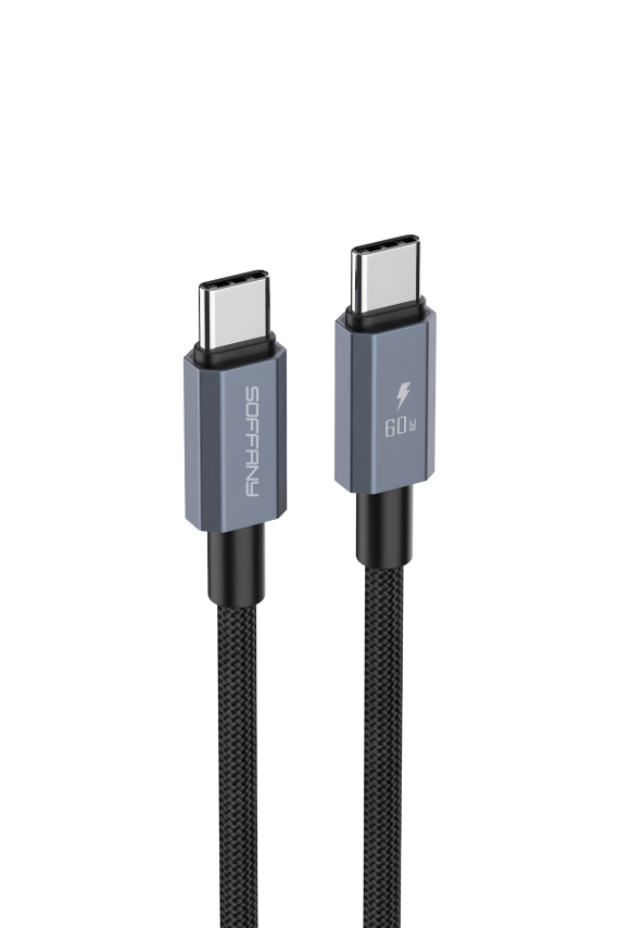 60W  Type-C to Type-C Şarj & Data Kablosu Siyah - 1