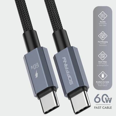 HM560-002 60W  Type-C to Type-C Şarj & Data Kablosu Siyah - 2