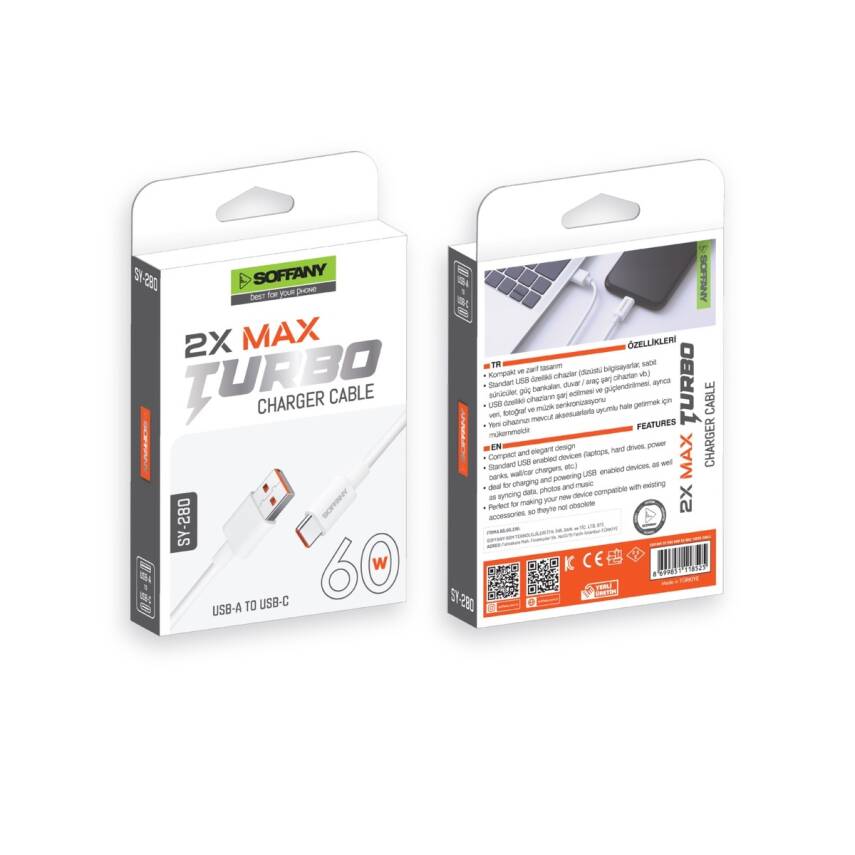 60W USB-A – USB-C Şarj ve Data Kablosu - 2