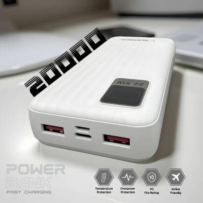 AG04-001 20.000 mAh P.Bank 22.5W /  Type-C +  USB Çıkışlı Beyaz - 2
