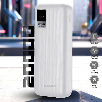 AG04-001 20.000 mAh P.Bank 22.5W /  Type-C +  USB Çıkışlı Beyaz