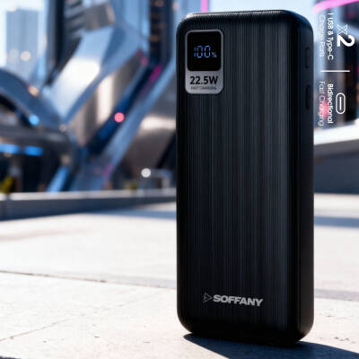 AG04-002 20.000 mAh P.Bank 22.5W /  Type-C + USB Çıkışlı Siyah - 2