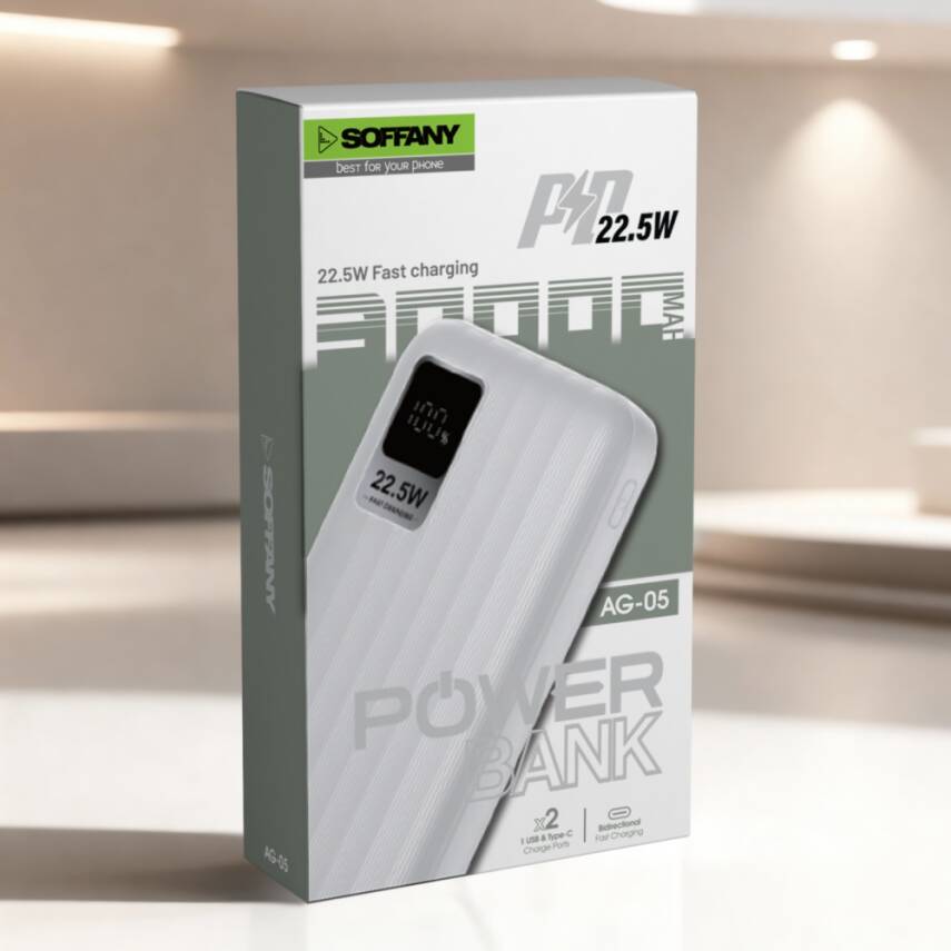 AG05-001 30.000 mAh P.Bank 22.5W /  Type-C + USB Çıkışlı Beyaz - 3