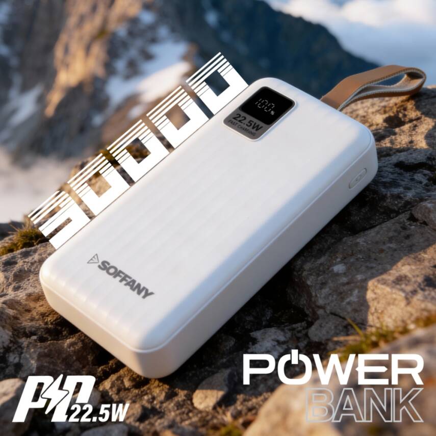 AG05-001 30.000 mAh P.Bank 22.5W /  Type-C + USB Çıkışlı Beyaz - 1