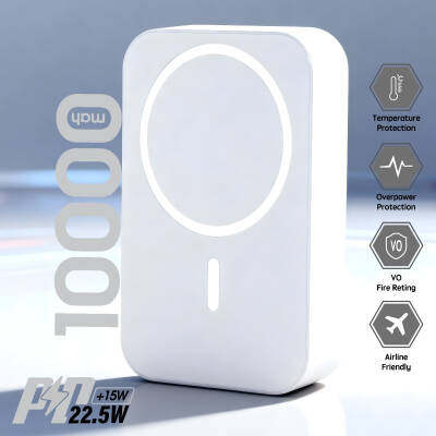 BR-044 10.000 mAh Magsafe  P.Bank  Type-C + USB Giriş-Çıkış Hızlı Şarj