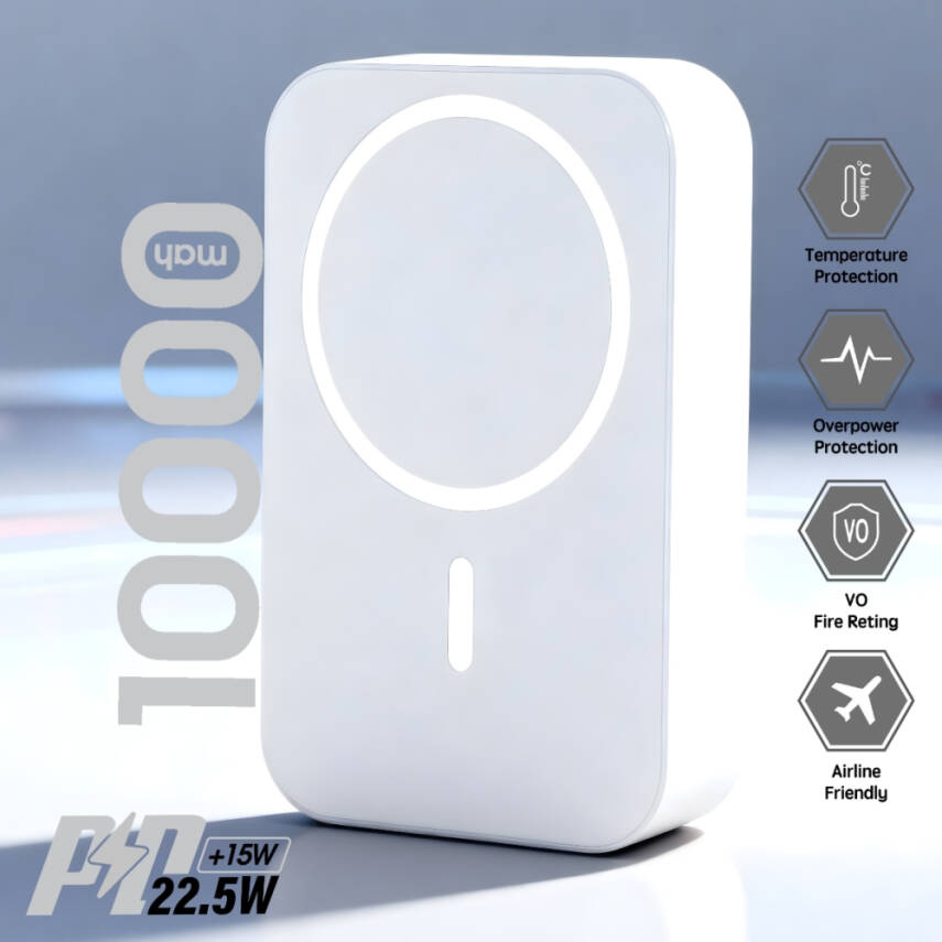 BR-044 10.000 mAh Magsafe  P.Bank  Type-C + USB Giriş-Çıkış Hızlı Şarj - 1