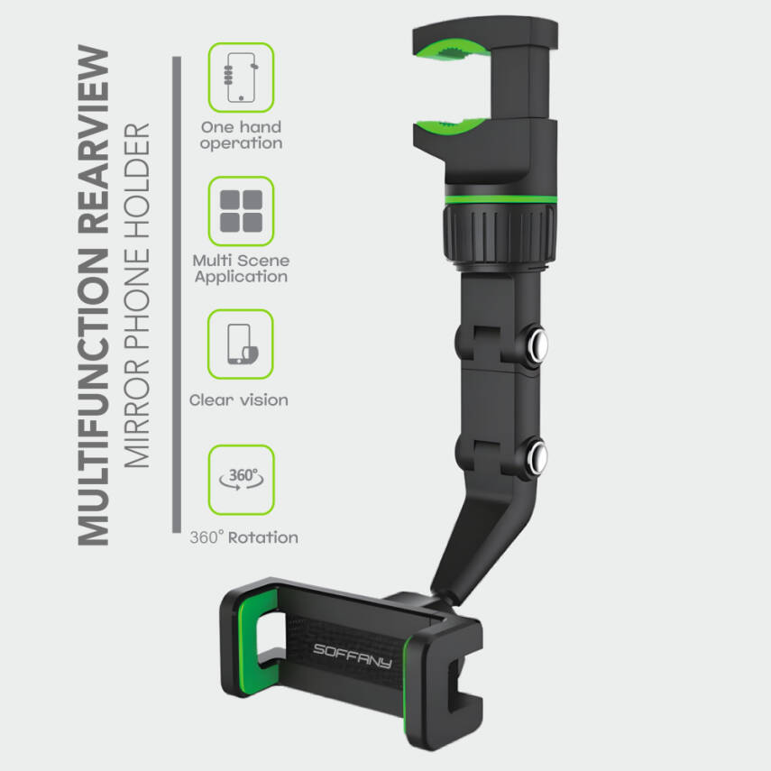 HY-780 Çok Fonksiyonlu Dikiz Aynası Tipi Araç İçi Telefon Tutucu - 1
