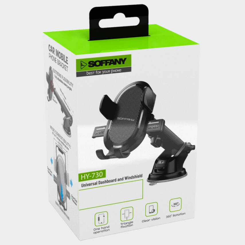 HY-730 360° Ekstra Güçlü Vantuzlu Araç İçi Telefon Tutucu - 3