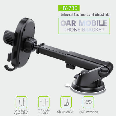 HY-730 360° Ekstra Güçlü Vantuzlu Araç İçi Telefon Tutucu - 2