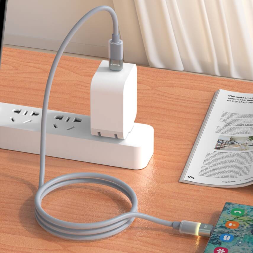HM-280-012 USB-C to USB-C 60W Warm LED Şarj ve Data Kablosu – 1 Metre - 3